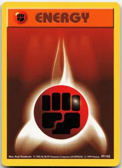 FIGHTING ENERGY 97/102 COMMON BASE SET SHADOWLESS POKEMON UNLIMITED MP - Image 1