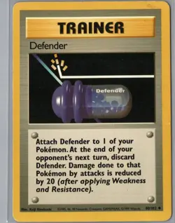 Defender 80/102 Uncommon Base Set Unlimited Pokemon Heavily Played - Image 1
