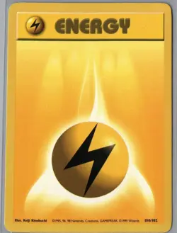 Lightning Energy 100/102 Common Base Set Unlimited Pokemon Moderately Played - Image 1