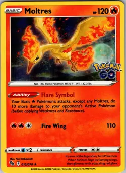 Moltres 012/078 Holo Rare Pokemon GO Pokemon Near Mint - Image 1