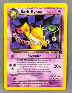 NM Unlimited Dark Hypno 26/82 Rare Team Rocket Pokemon Kagemaru Himeno WotC - Image 1