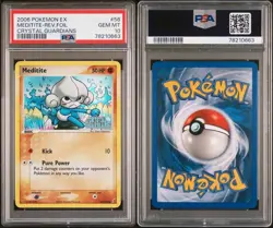 Pokemon PSA 10 Gem Mint EX Crystal Guardians Reverse Holo Meditite 56/100 - Image 1