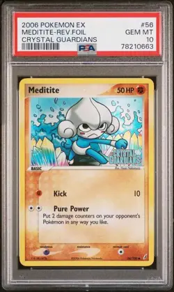 Pokemon PSA 10 Gem Mint EX Crystal Guardians Reverse Holo Meditite 56/100 - Image 2