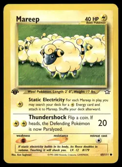 Pokemon Cards Mareep 65/111 1st Edition Neo Genesis Common NM *2 - Image 1