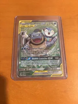 Pokemon Blastoise & Piplup GX Alternate Full Art Holo Card 215/236 - Image 1