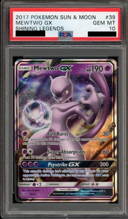 2017 POKEMON SUN & MOON SHINING LEGENDS #39 MEWTWO GX PSA 10 - Image 1
