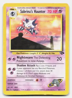 Sabrina's Haunter 55/132 Uncommon Gym Challenge Pokemon Unlimited MP - Image 1