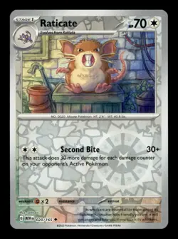 RATICATE 020/165 REVERSE HOLO UNCOMMON 151 NM/M - Image 1