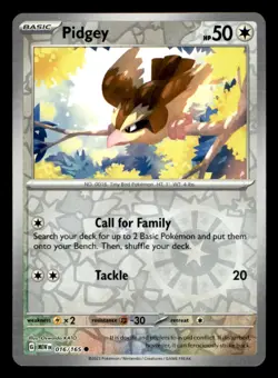 Pidgey 016/165 Common 151 Pokemon Reverse Holo Near Mint - Image 1