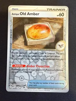 Antique Old Amber 154/165 Common 151 Pokemon Reverse Holo Near Mint - Image 1