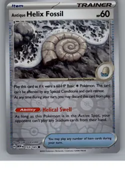 Antique Helix Fossil 153/165 Common 151 Pokemon Reverse Holo Near Mint - Image 1