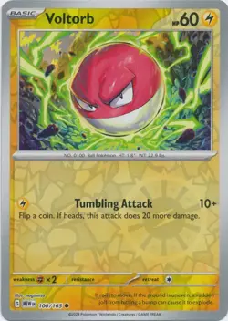 Reverse Holo Voltorb 100/165 Common Scarlet and Violet 151 Pokemon TCG - Image 1