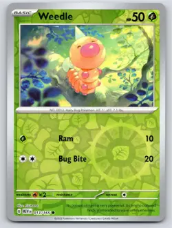 2023 POKEMON WEEDLE 151 013/165 REVERSE HOLO COMMON NM A707 FREE S&H - Image 1