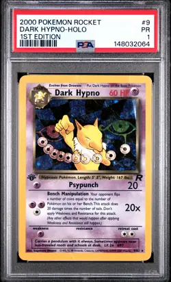 2000 POKEMON ROCKET 1ST EDITION #9 DARK HYPNO-HOLO PSA 1 - Image 1