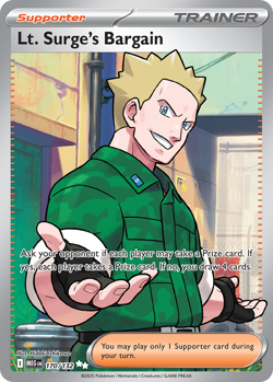 Lt. Surge's Bargain 170/132 Ultra Rare Mega Evolution Pokemon Holo NM - Image 1