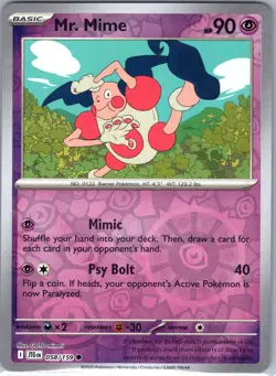 Mr. Mime 058/159 Common Journey Together Pokemon Reverse Holo Near Mint - Image 1
