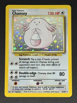 NM Chansey 3/102 Holo Rare Base Set Unlimited Pokemon TCG - Image 1