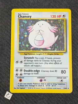 Chansey 3/102 - Base Set Unlimited Holo Rare Pokemon TCG MP - Image 1