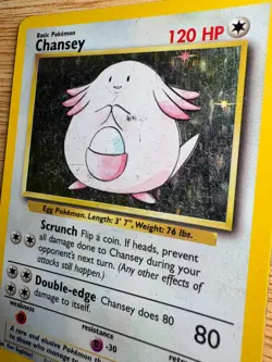 Pokemon TCG Chansey Base Set 3/102 Holo Unlimited Holo Rare - rough condition - Image 2