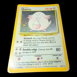Wizards of the Coast Pokemon TCG Chansey 3/102 Base Set Unlimited Holo Rare 1999 - Image 1