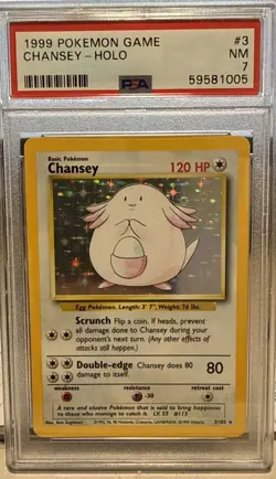 Pokemon TCG Chansey Base Set 3/102 Holo Unlimited Holo Rare PSA 7 - Image 1