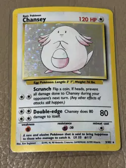 Chansey Base Set 3/102 Holo Rare Unlimited Pokemon TCG - HP - Image 2