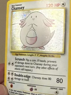 Chansey Base Set 3/102 Holo Rare Unlimited Pokemon TCG - HP - Image 3