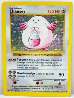 1999 Pokemon TCG Chansey 3/102 Base Set Unlimited Edition Holo Rare Shadowless - Image 1