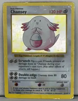 1999 Pokemon TCG Chansey 3/102 Base Set Unlimited Edition Holo Rare Shadowless - Image 2