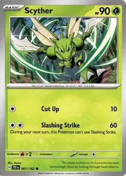 Scyther 001/162 SV05: Temporal Forces Pokemon Card TCG - Image 1
