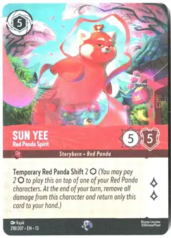 Disney Lorcana TCG Sun Yee - Red Panda Spirit 218/207 Epic Foil Attack Of The Vi - Image 1