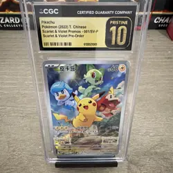 CGC Pristine 10 Pikachu 001/SV-P Chinese Sv-P Promotional Cards 2022 Holo - Image 1