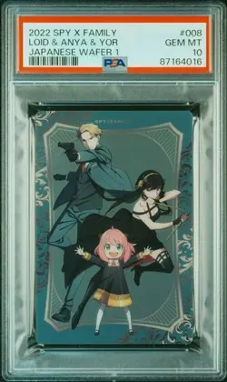 PSA10 SPY X FAMILY JAPANESE WAFER CARDS 1 008 LOID & ANYA & YOR - Image 1