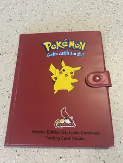 Vintage 1999 Authentic Red Pikachu Pokemon 4-Pocket Card Binder Book Album - Image 1