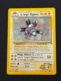 Pokemon TCG Lt. Surge's Magneton Gym Heroes 8/132 Holo Card - Image 1