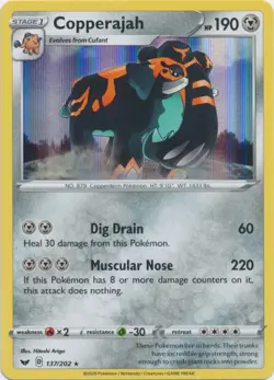 Copperajah 137/202 Holo Sword & Shield Pokemon Card NM - Image 1