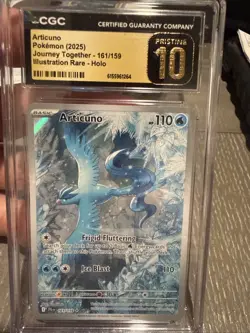 CGC 10 PRISTINE Pokemon Articuno 161/159 Journey Together Illustration Rare Holo - Image 1