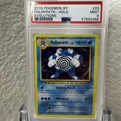 2016 POKEMON XY EVOLUTIONS #25 POLIWRATH - HOLO - PSA 9 MINT - Image 1