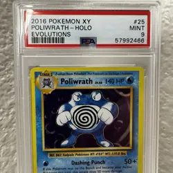 2016 POKEMON XY EVOLUTIONS #25 POLIWRATH - HOLO - PSA 9 MINT - Image 2