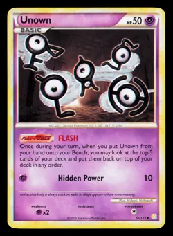 Unown 55/123 Uncommon HeartGold & SoulSilver Pokemon Lightly Played - Image 1