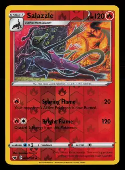 Salazzle 028/202 Uncommon Sword & Shield Pokemon Reverse Holo Near Mint - Image 1