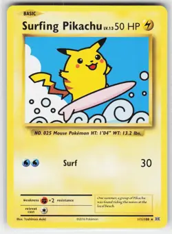 Surfing Pikachu 111/108 SEC Evolutions Pokemon Lightly Played - Image 1