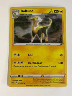 Pokemon TCG Promo Cosmos Sword & Shield Holo Boltund 076/202 w HD Swirl NM - Image 2