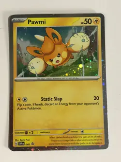 Pokemon TCG Promo SVP 040 Holographic Cosmos Pawmi w Swirl Near Mint - Image 1