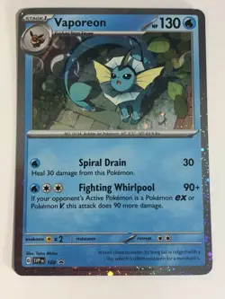 Pokemon TCG SVP 168 Cosmos Holographic Vaporeon w Swirl Near Mint - Image 1