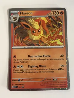 Pokemon TCG SVP 167 Cosmos Holographic Flareon w Swirl Near Mint - Image 1