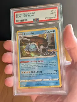 Pokemon Blastoise Holo Pokemon GO 017/78 PSA MINT 9 - Image 1
