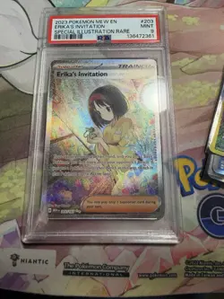 2023 POKEMON MEW EN-151 SPECIAL ILLUSTRATION RARE #203 ERIKA'S INVITATION PSA 9 - Image 1