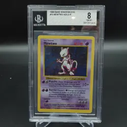 BGS 8 NM-MINT POKEMON CARD WOTC 1999 MEWTWO BASE SET SHADOWLESS CARD 10/102 - Image 1
