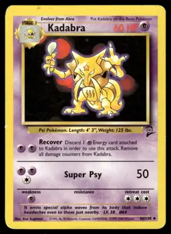 KADABRA - 46/130 Uncommon Base Set 2 Pokemon MP - Image 1